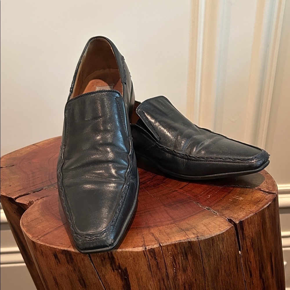 Leather loafers black Italian  Leather  euro size 40 Slip-On Stefano Castelli